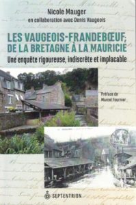 livre de Nicole Mauger - les Vaugeois-Frandeboeuf de la Bretagne à la Mauricie